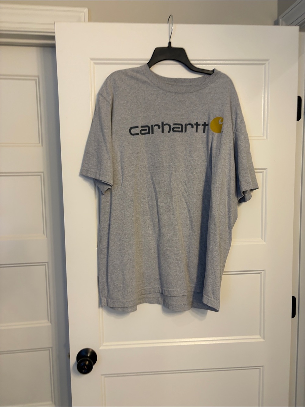Carhartt Gray Short Sleeve Logo Tee with Yellow Accent